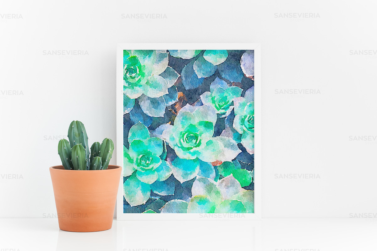 8x10 frame mockup white succulent 4:, a Print Template by Grace White (Photo 3 of 4)