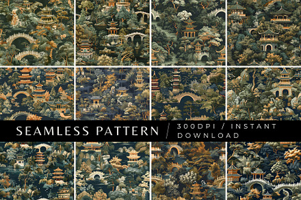 12 Wei's Night Pavilion Patterns, a Pattern Graphic by Inknfolly