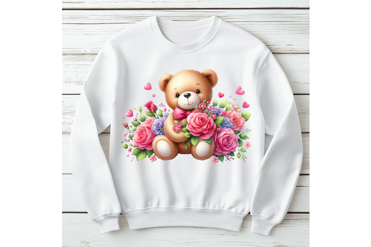 Watercolor Valentines Teddy Bear PNG, an Illustration by SinaCreation (Photo 4 of 11)