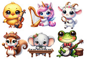Kawaii Musical Animal Clipart Bundle, an Illustration by Designworld (Thumbnail 5 of 6)