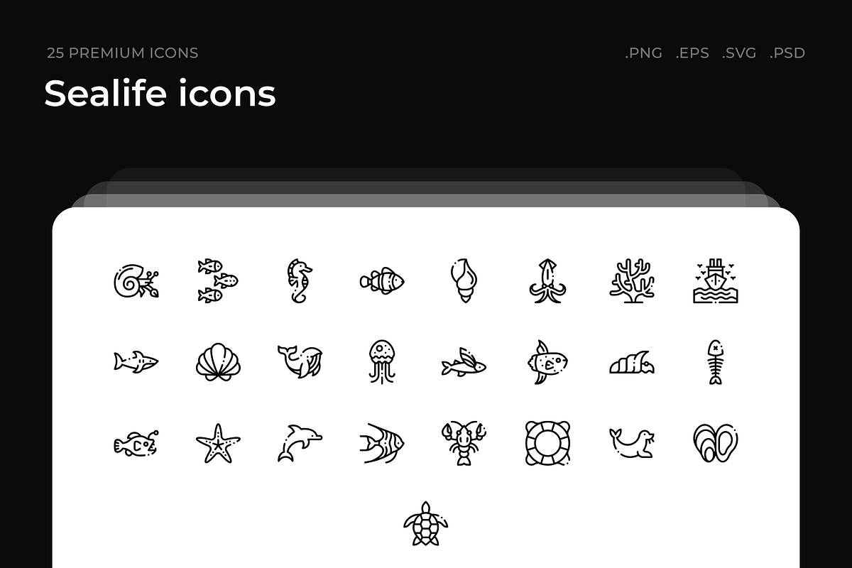 Sealife icons, an Outline Icon by Wencory (Photo 1 of 2)