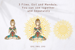 4 Items Meditation Girl. Small Set