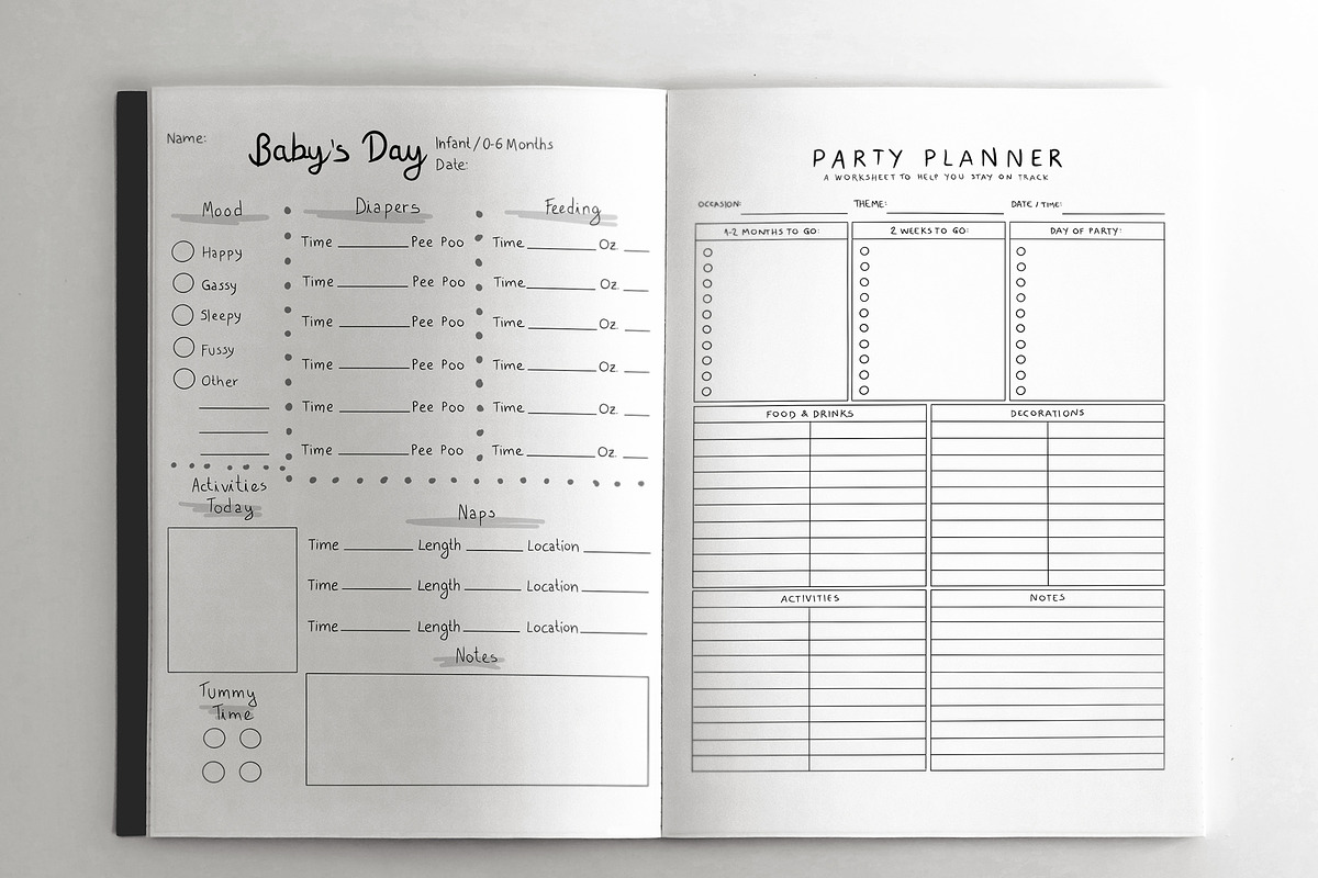 25 Hand Drawn Planners and Journals, a Templates & Theme by Character (Photo 6 of 9)