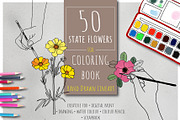 50 State Flowers for Coloring books, a Graphic by Hanatist Studio (Thumbnail 1 of 8)