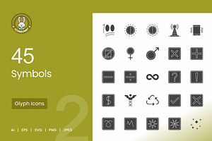45 Symbols Glyph Icons, an Icon by IconBunny