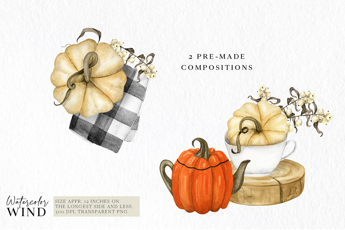Fall sweet clipart with pumpkin -30%, a Decorative Illustration by Ksenia Shmakova (Photo 4 of 6)