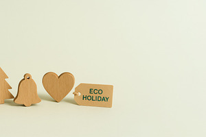 Eco holiday symbols on neutral backg, a Photo by Dvoevnore photos