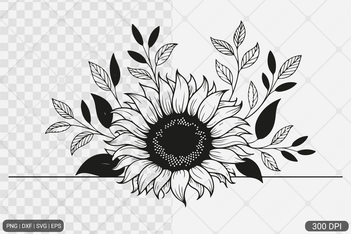 Sunflower Frame SVG PNG Bundle, an Illustration by Actual Pixel (Photo 10 of 23)