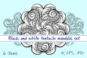 Black and white tentacle mandalas se, an Animal Illustration by Graphic Magic (Thumbnail 1 of 2)