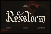 Rexstorm | Blackletter Typeface, a Blackletter Font by Denustudios (Thumbnail 1 of 12)