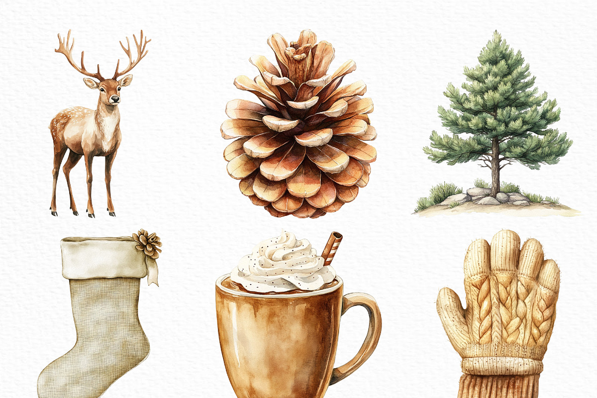 Neutral Christmas Clipart, an Illustration by Craft Nest (Photo 2 of 6)