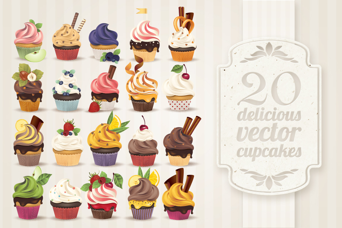 Vector cupcake collection, an Icon by Irtsya (Photo 1 of 4)