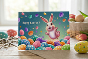Easter Greeting Card With Cute Bunny, a Card Template by Vector beauty (Thumbnail 3 of 3)