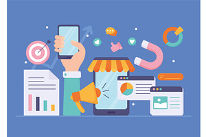 marketing social media, an Object Illustration by studiogstock