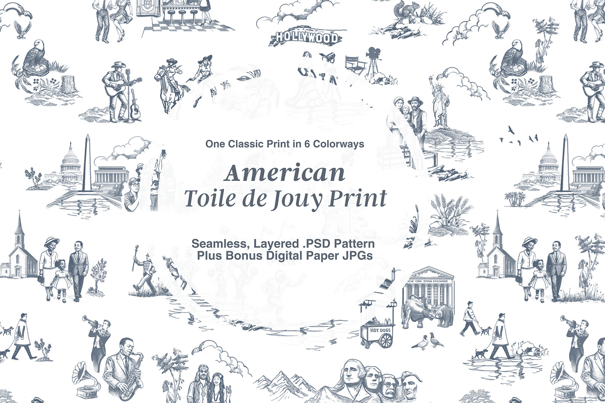American Toile de Jouy Print, a Background Graphic by Hughes Studio (Photo 1 of 7)