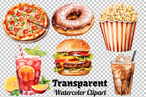 Watercolor Snacks & Drinks Clipart