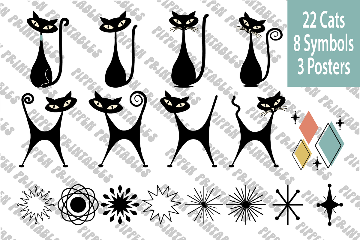 Atomic Cat Clipart, Mid Century SVG, an Object Graphic by Blynn Pippen (Photo 2 of 10)