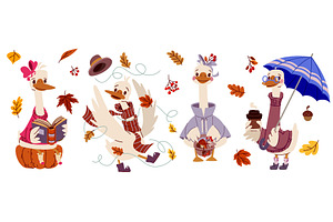 Cute cartoon goose, autumn geese, an Animal Illustration by art PVP - market