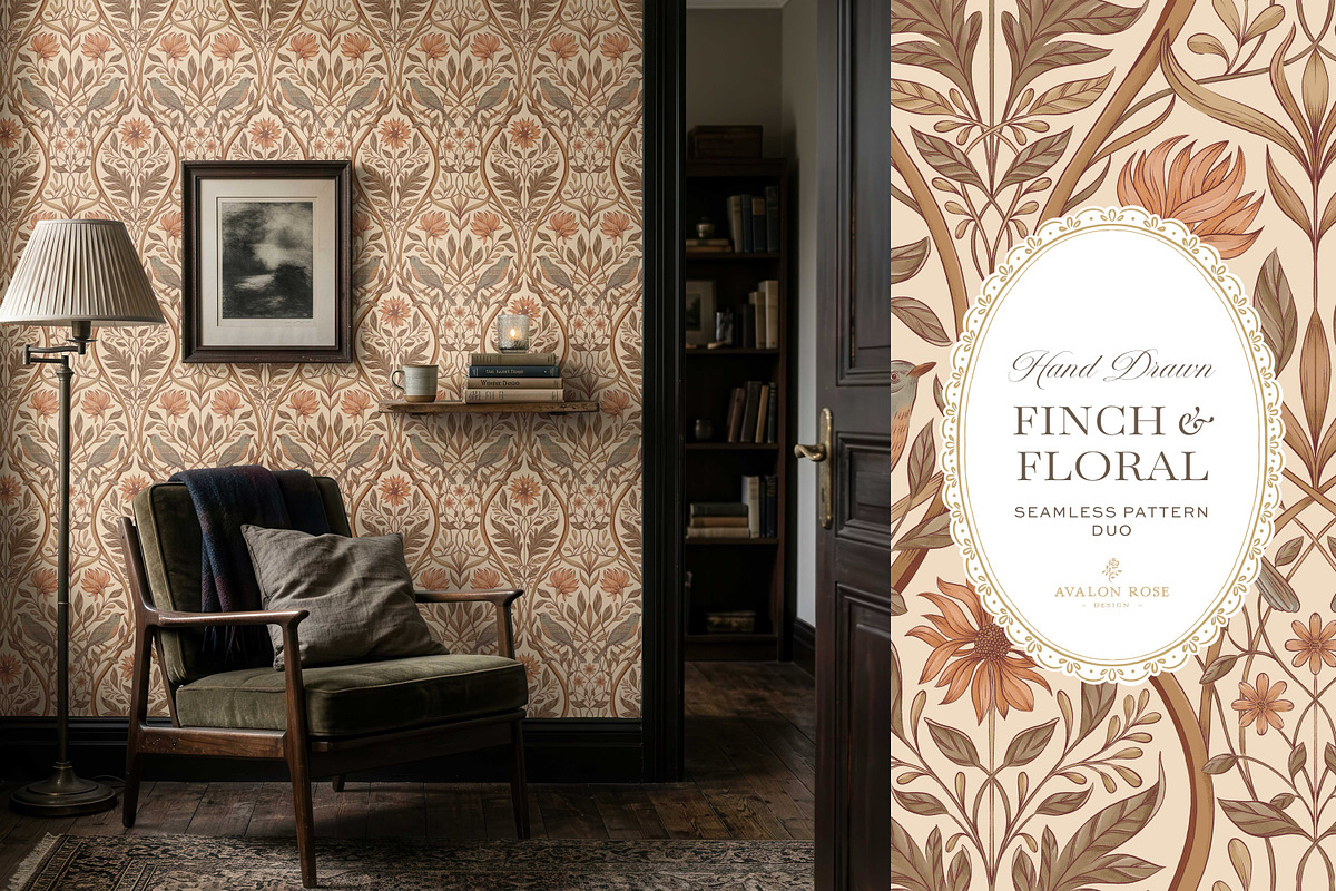 Vintage Bird & Floral Pattern Duo, a Pattern Graphic by Eclectic Anthology (Photo 6 of 13)