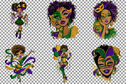Afro Girls Mardi Gras Clipart, an Illustration by Sublimation Artist (Thumbnail 4 of 6)