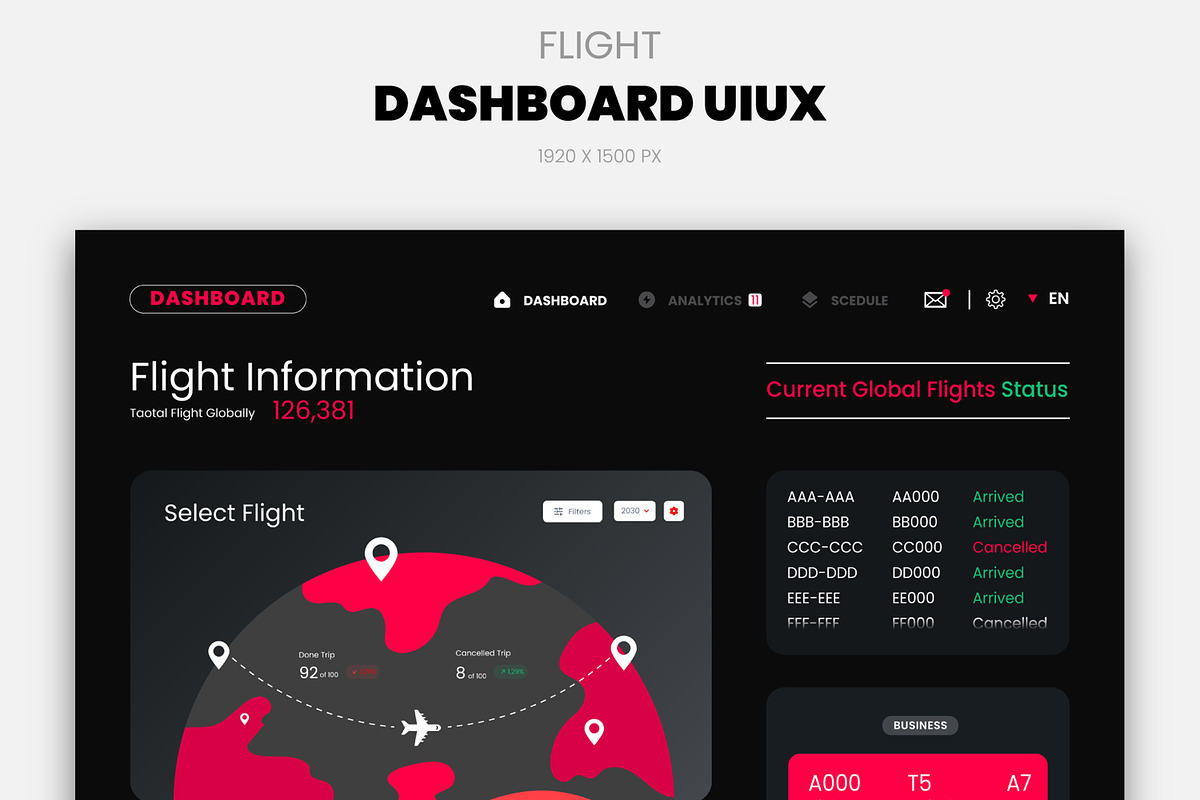 Flight Dashboard UIUX Template, an UI Kit Template by MightyDesign (Photo 2 of 6)
