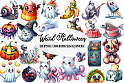 Watercolor Weird Halloween Clipart, an Illustration by Daily.Designs (Thumbnail 1 of 5)
