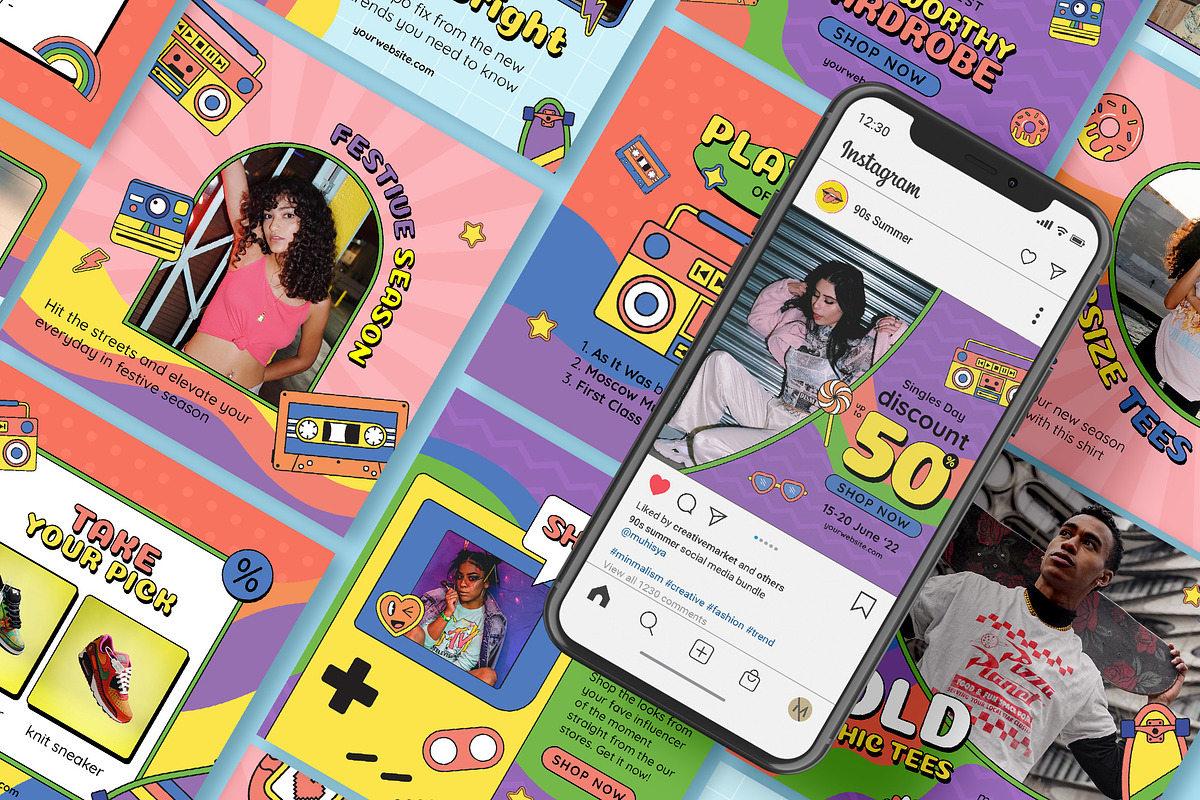 90s Summer Instagram Template, a Social Media Template by muhisya (Photo 10 of 14)