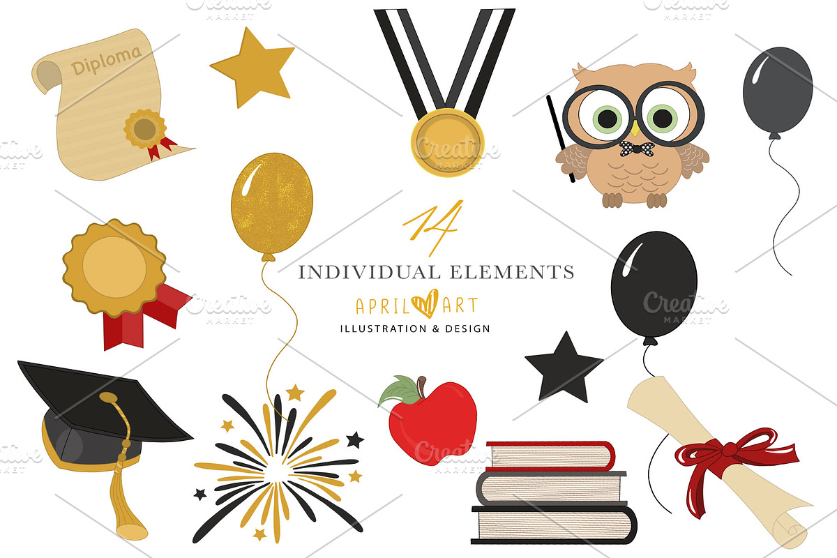Little Graduate Kids Clipart, an Illustration by Oh Darling Graphics (Photo 3 of 3)