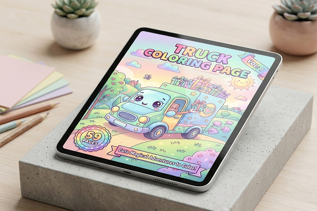 59 Truck Coloring Pages for Kids, a Transportation Illustration by ikarifq shop (Photo 2 of 5)