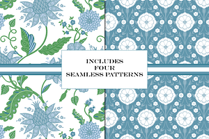 Boho Patterns Blue Green