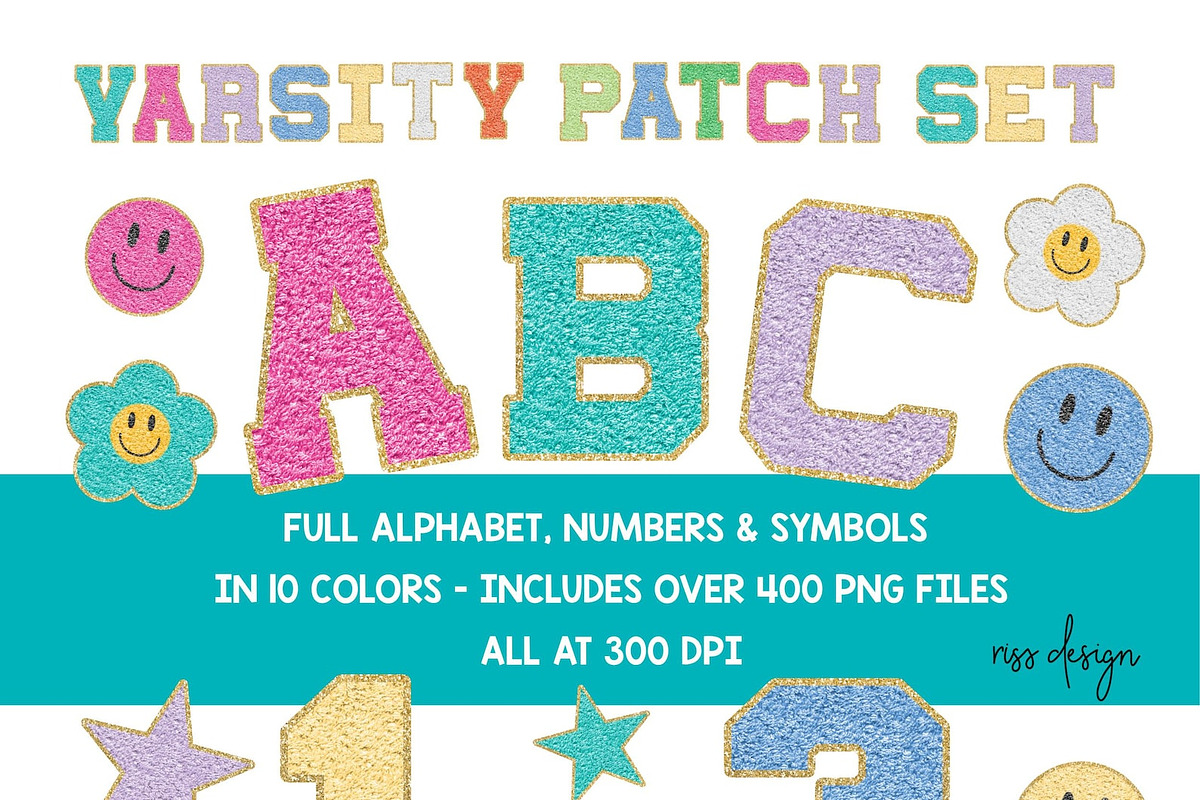Varsity Faux Chenille Alphabet PNGs, an Object Graphic by RissDesign (Photo 1 of 7)