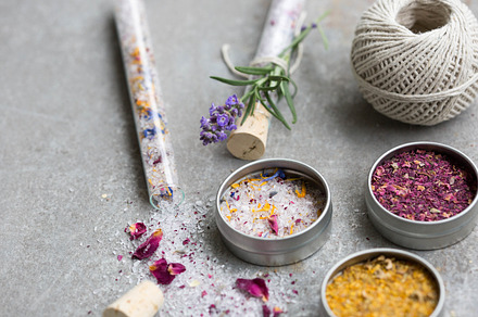 DIY Beauty Bath Salts Flowers Herbs