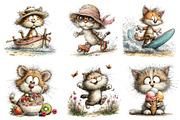Whimsical Summer Cat Clipart, an Illustration by Dream Creation (Thumbnail 2 of 6)