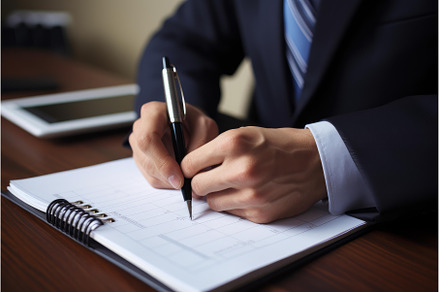 Businessman writing notes in diary, a Business Photo by Ylivdesign