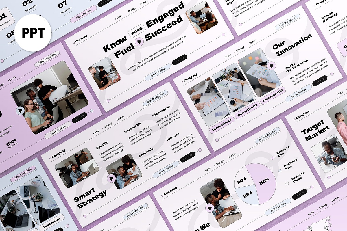 White Pink Sales Strategy Plan PPT, a Presentation Template by graphicook (Photo 1 of 5)