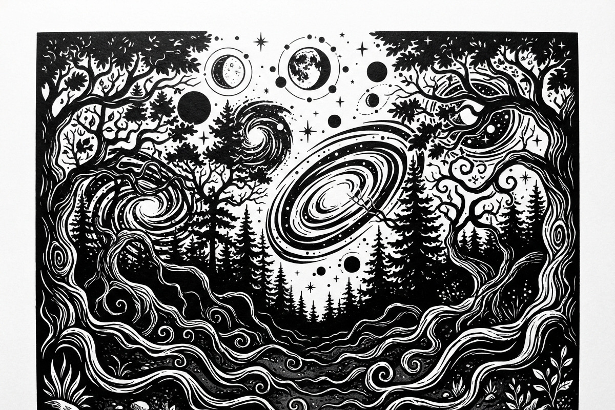 50 Mystical Galaxy Forest Silhouette, a Technology Illustration by Amazin_art (Photo 30 of 41)