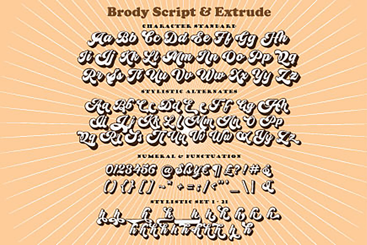 Brody Script & Extrude, a Script Font by joelmaker (Photo 15 of 15)