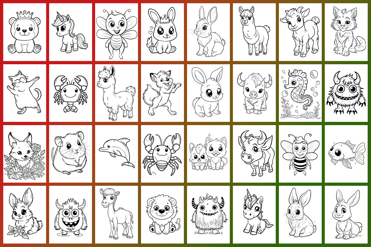 Cute Animals Coloring Page, a Graphic by Forhadx5 (Photo 3 of 12)