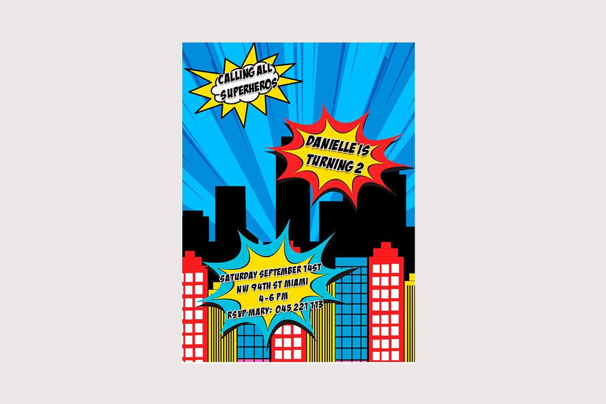 Superhero Invitation printable, a Stationery Template by mpcprintables (Photo 2 of 3)