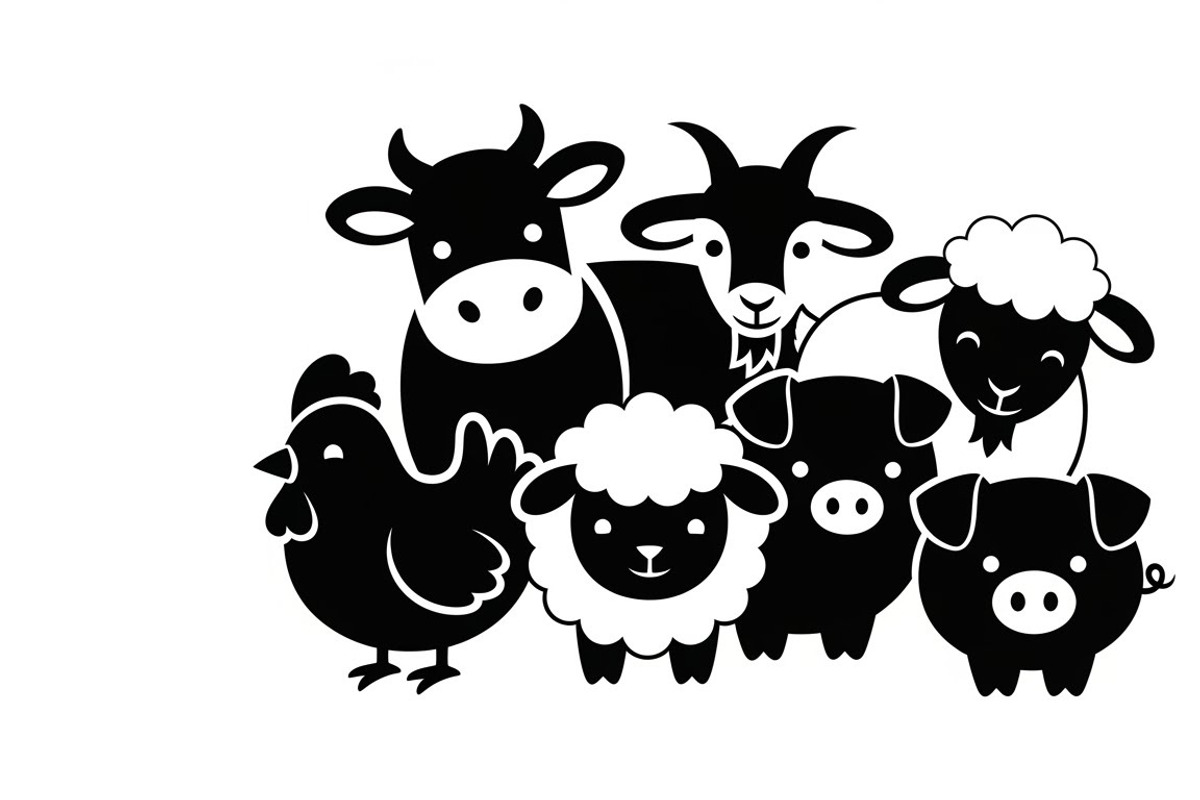Cute Farm Animal Silhouette Bundle, an Illustration by hafijul (Photo 21 of 51)