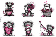 Teddy Bear Valentine Clipart, an Illustration by DreamArtGraphic (Thumbnail 2 of 4)