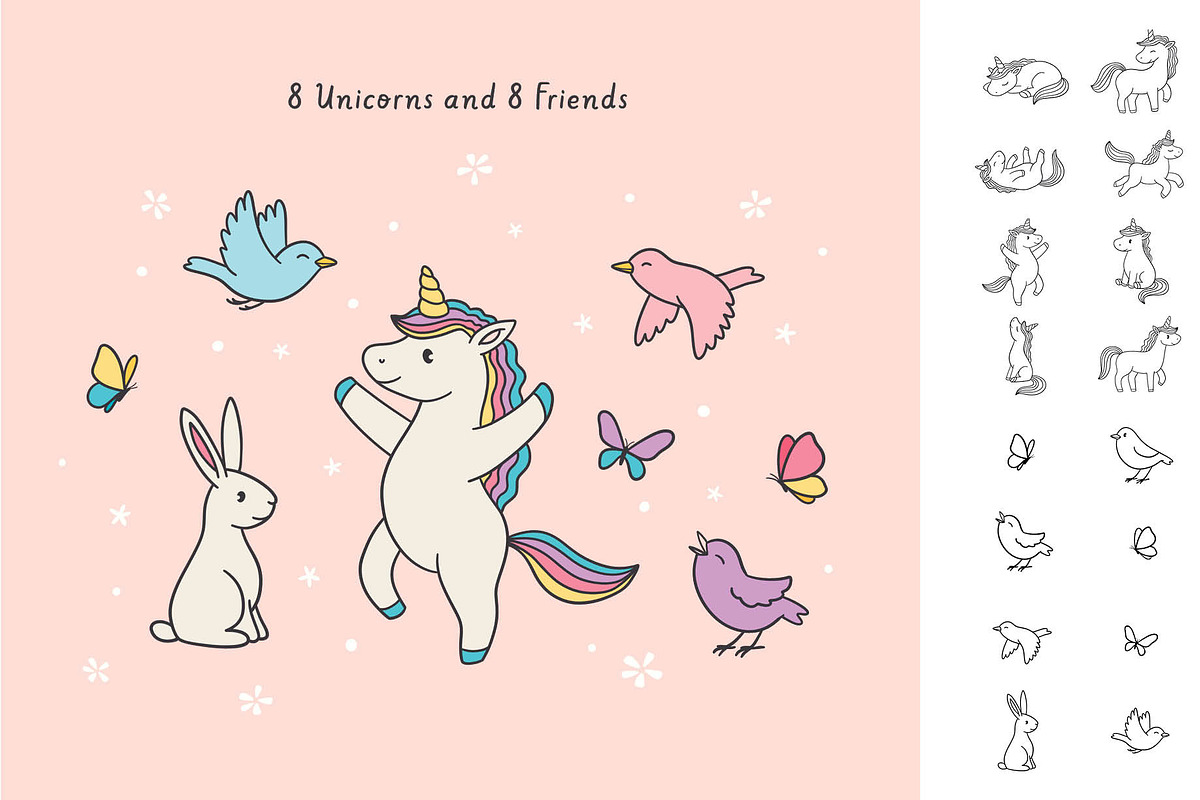 Cute Unicorn Procreate Set, a Brush Add-On by Pencil Twist (Photo 2 of 10)