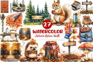 Autumn Nature Walk Clipart, an Illustration by CreationArt