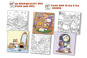 Cat Mom Halloween Coloring Book Page, an Illustration by one-touch (Thumbnail 2 of 8)