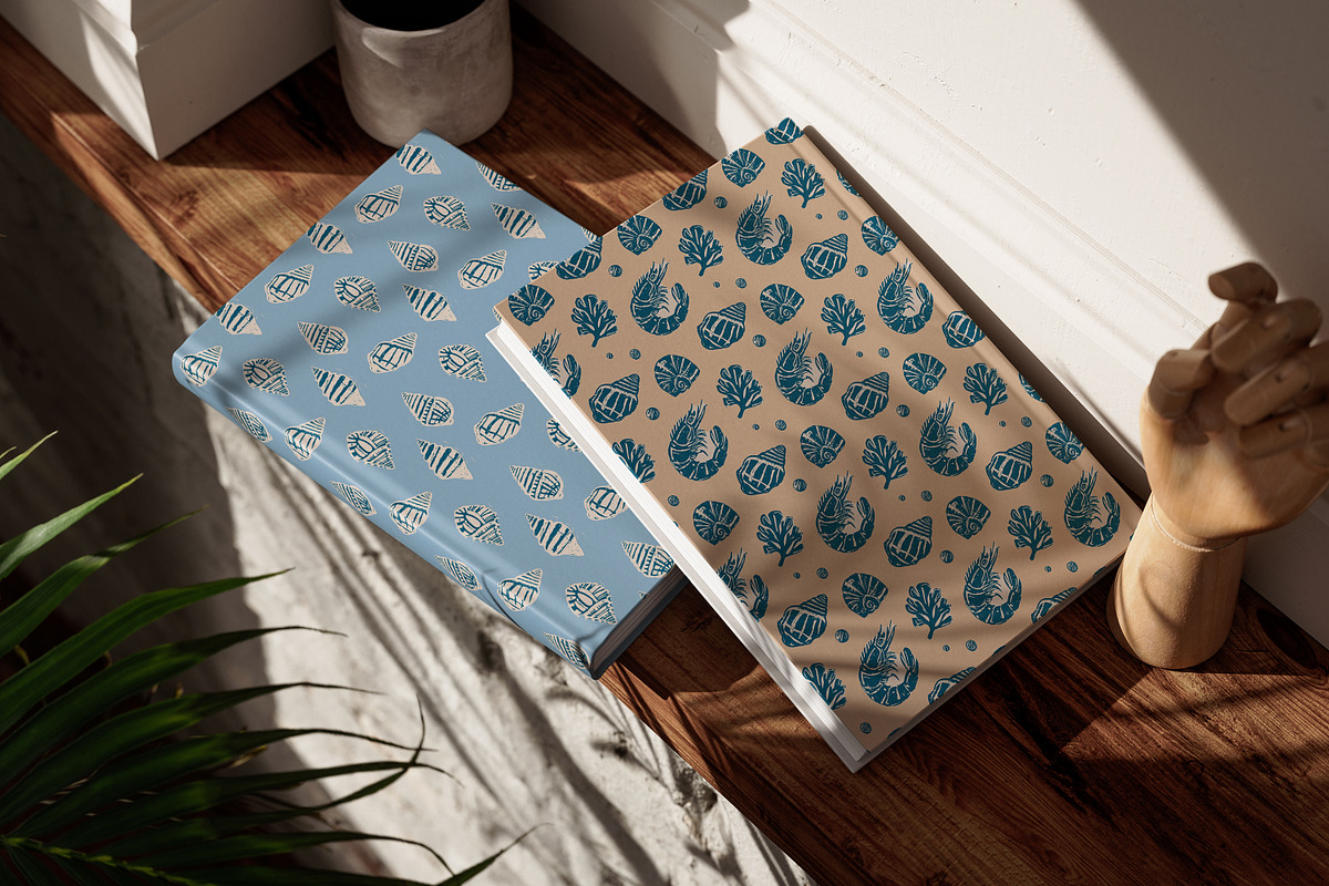 Ocean Life | Linocut collection, a Pattern Graphic by SappiStudio (Photo 10 of 21)