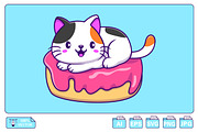 Cute Cat Sitting On Doughnut, an Animal Illustration by Artstorystudio (Thumbnail 1 of 3)