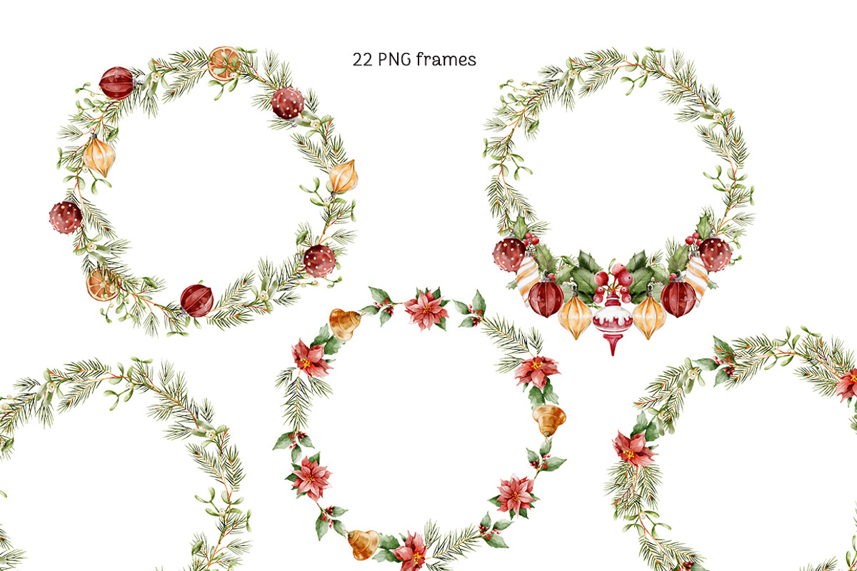CHRISTMAS holiday Watercolor clipart, a Seasonal Illustration by Pattern + watercolor (Photo 9 of 17)