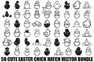 Cute Easter Chick Hatch Vector Bundl, an Illustration by jahid234