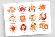 12 Zodiac Signs Illustration Set, an Illustration by DesignerCandies (Thumbnail 1 of 3)