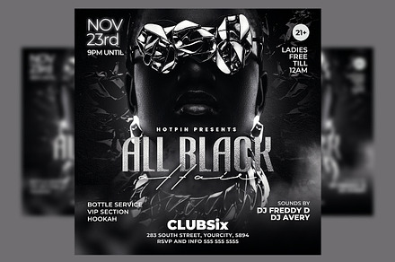 All Black Party Flyer Template, a Flyer Template by Hotpin